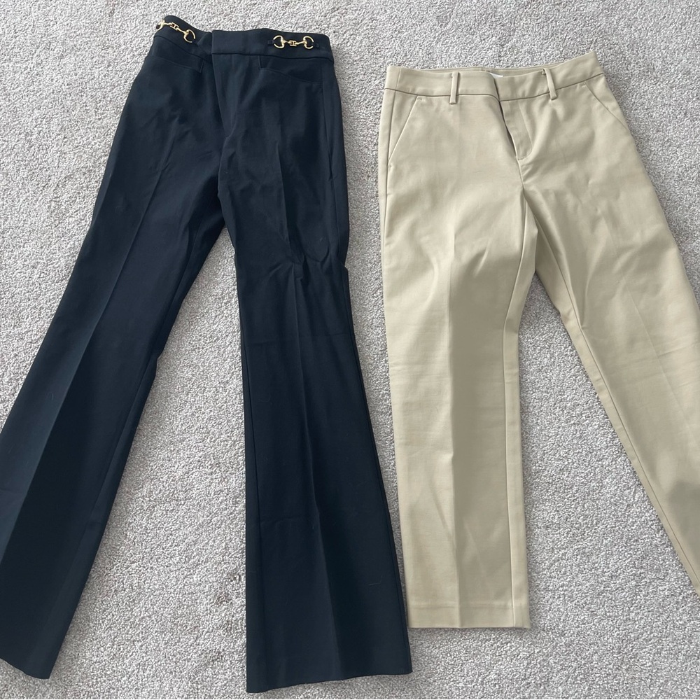 LOFT Black and Tan Boot Cut and Flare Pants